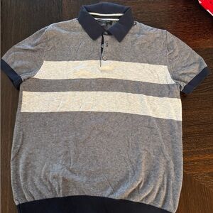 Banana Republic Blue and Gray Polo Shirt Classic Design